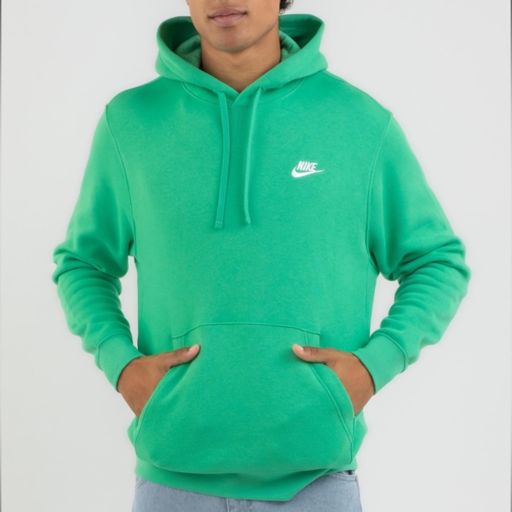 NIKE Sportswear Club Fleece Pullover Hoodie Bright Spring Green/White Men’s M